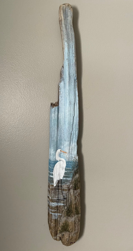 Ornament-Decor Egret Driftwood