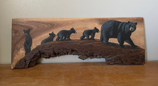 "Mama and Cubs" Live Edge Wood