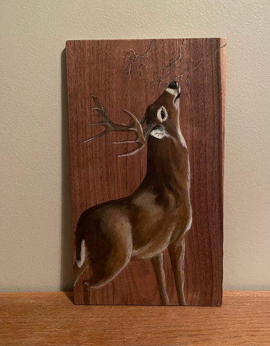 "Deer Stretching" Live Edge Wood