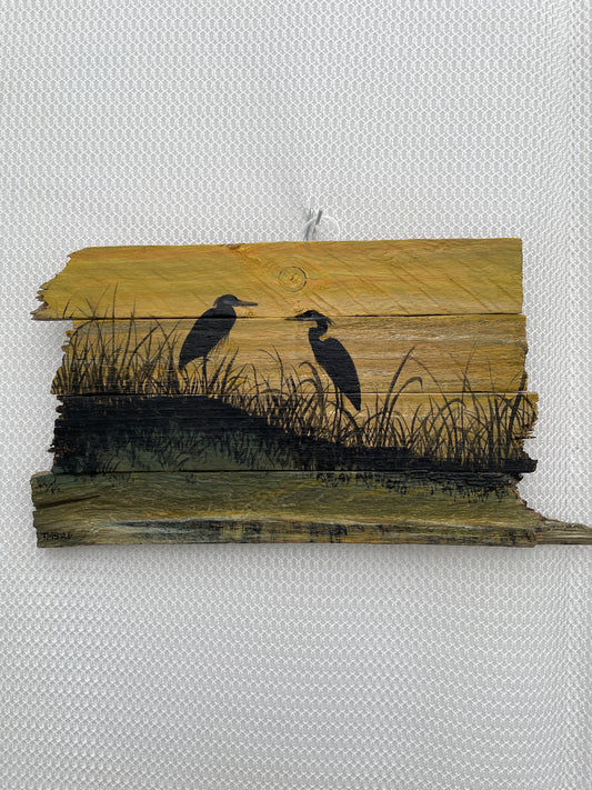 Herons yellow sky