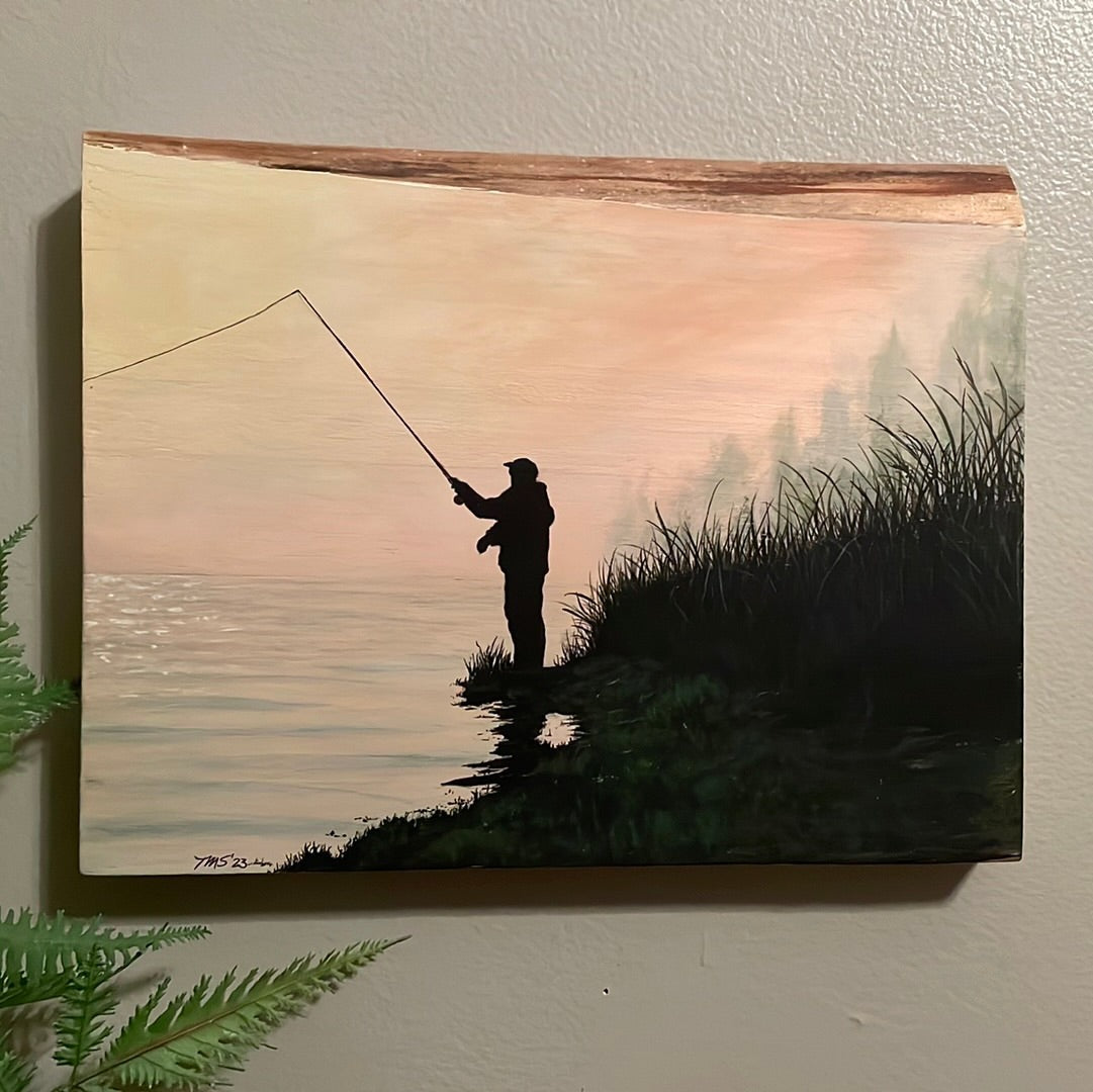 "Misty Morning Fishin" Live Edge Wood