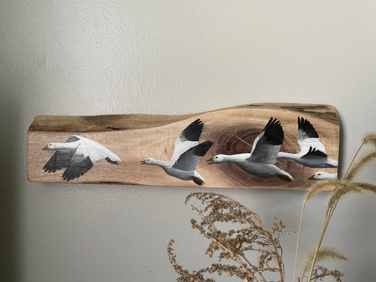 Snow Geese "Take Flight" Live Edge wood